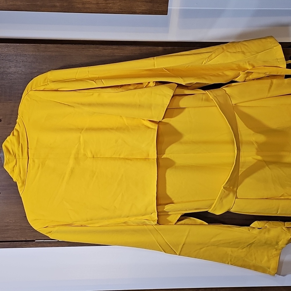 Masseys - Vibrant sunflower Yellow Drape duster jacket womens size 4X - Picture 6 of 8